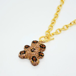 COLLAR DIJES OSITO COLOR CAFE CON BRILLOS