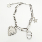 PULSERA DIJE CORAZÓN/ BRILLOS Y ESTRELLA