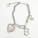 PULSERA DIJE CORAZÓN/ BRILLOS Y ESTRELLA