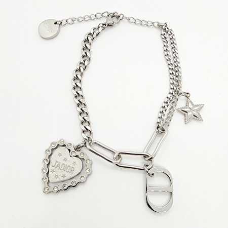 PULSERA DIJE CORAZÓN/ BRILLOS Y ESTRELLA