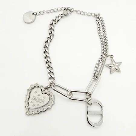 PULSERA DIJE CORAZÓN/ BRILLOS Y ESTRELLA