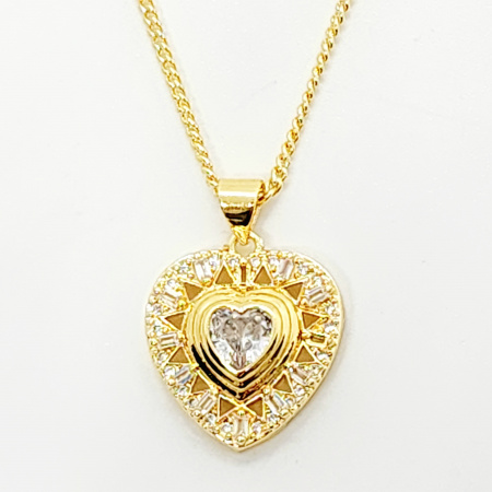 COLLAR DIJE	CORAZON CON PIEDRA  BLANCA AL CENTRO
