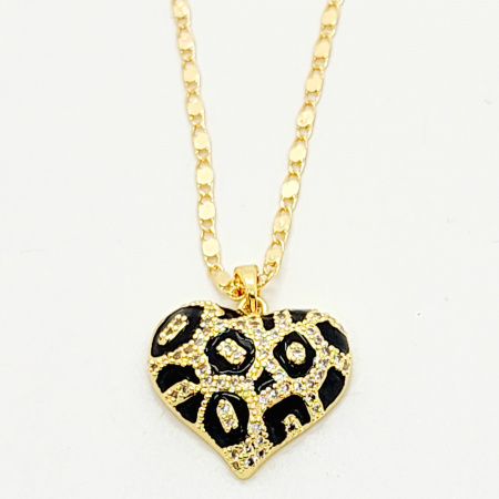 COLLAR DIJE CORAZON LEOPARDO