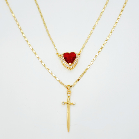 COLLAR CADENA ESPADA CORAZÓN 2 C
