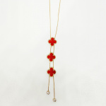 COLLAR TREBOL 3 ROJO CON BRILLITO