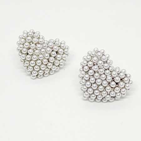 ARETES POSTE CORAZON DE PERLAS