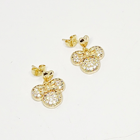 ARETES CARA DE RATONCITA DORADO