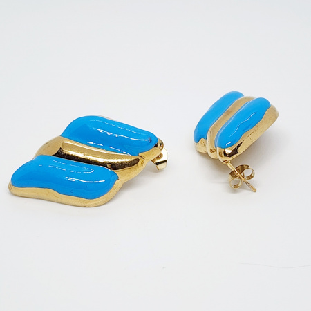 ARETES ROMBO DUO AZUL