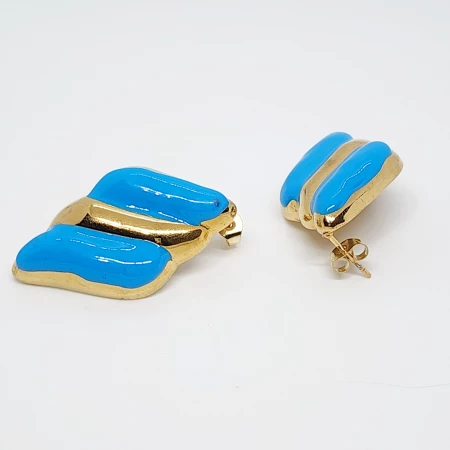 ARETES ROMBO DUO AZUL