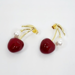 ARETES COLGANTES CEREZA PERLA