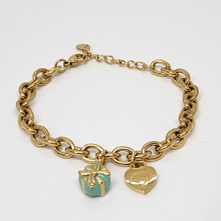 PULSERA	TIFFANITO CADENA CON DIJES REGALO CORAZÓN