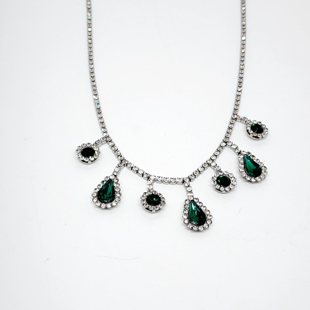COLLAR DIJE GOTAS COLOR VERDE CON BRILLOS ALHELÍ