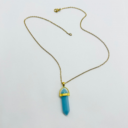 COLLAR DIJE CUARZO AZUL